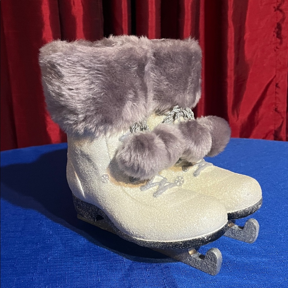 Elegant Cream and Gray Holiday Ice Skates Decor